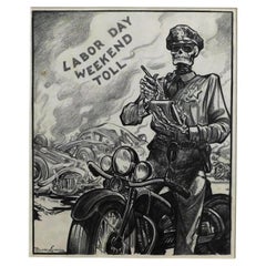 Burris Jenkins, Jr. Original Drawing, Circa 1950's - Labor Day Weekend Toll