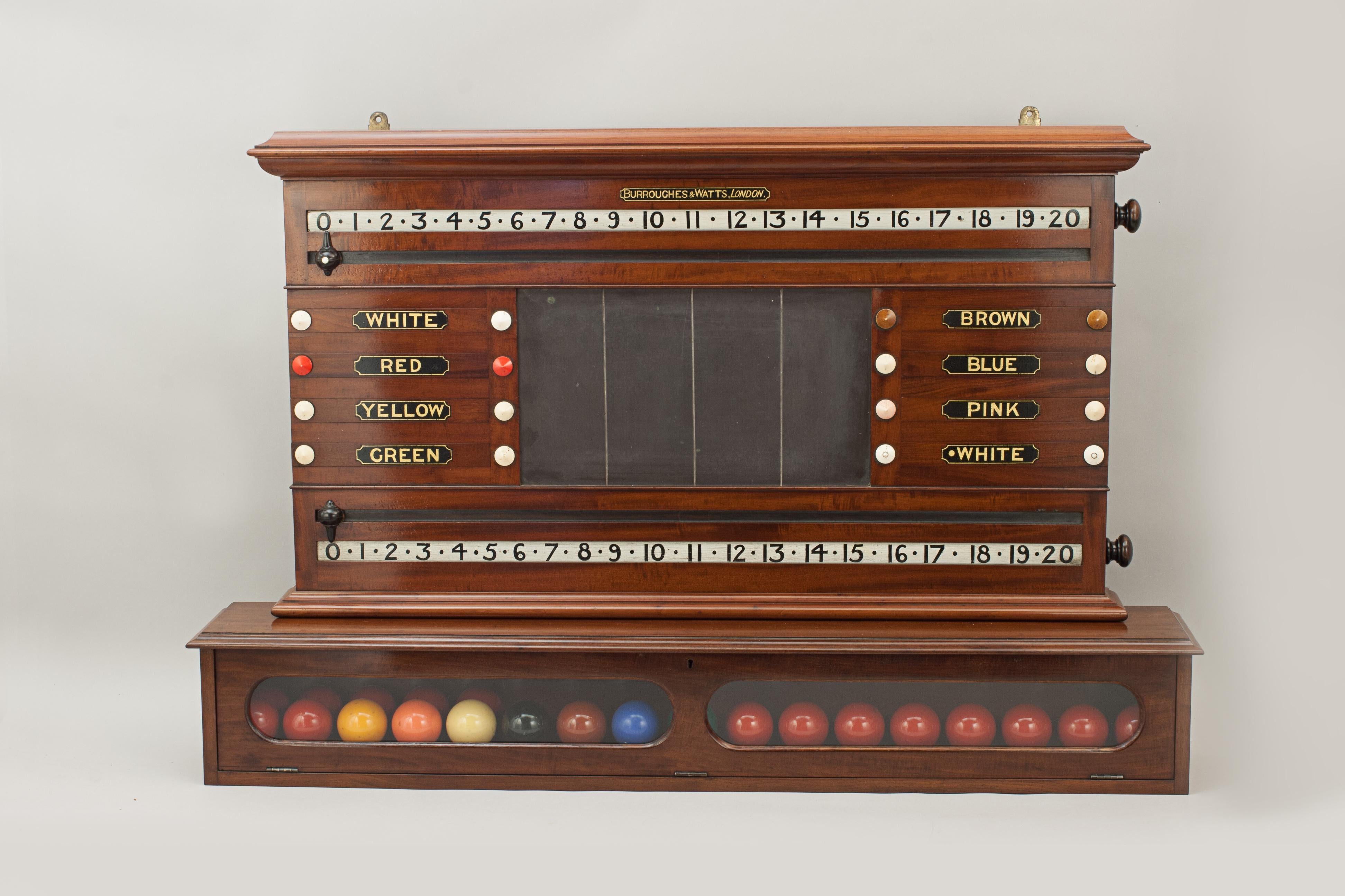 Burroughes & Watts Snooker Score Board With Life Pool and Ball Compartment Cabin 11