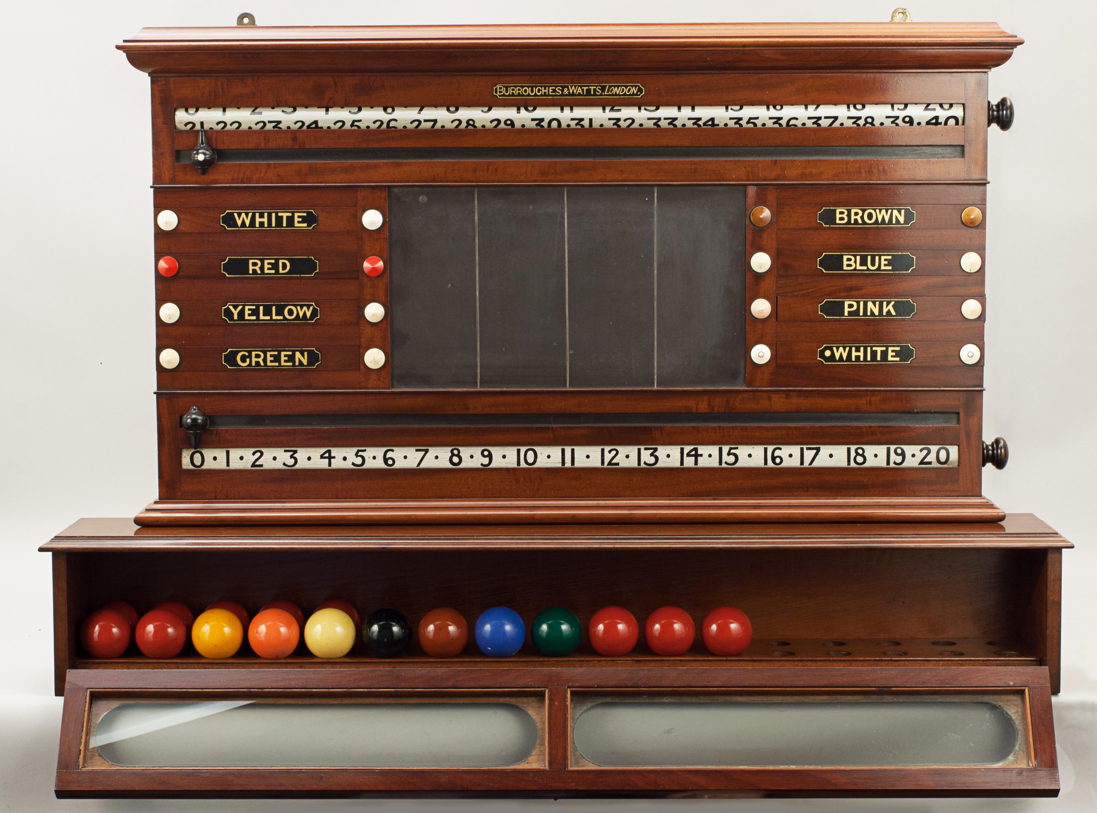 British Burroughes & Watts Snooker Score Board With Life Pool and Ball Compartment Cabin