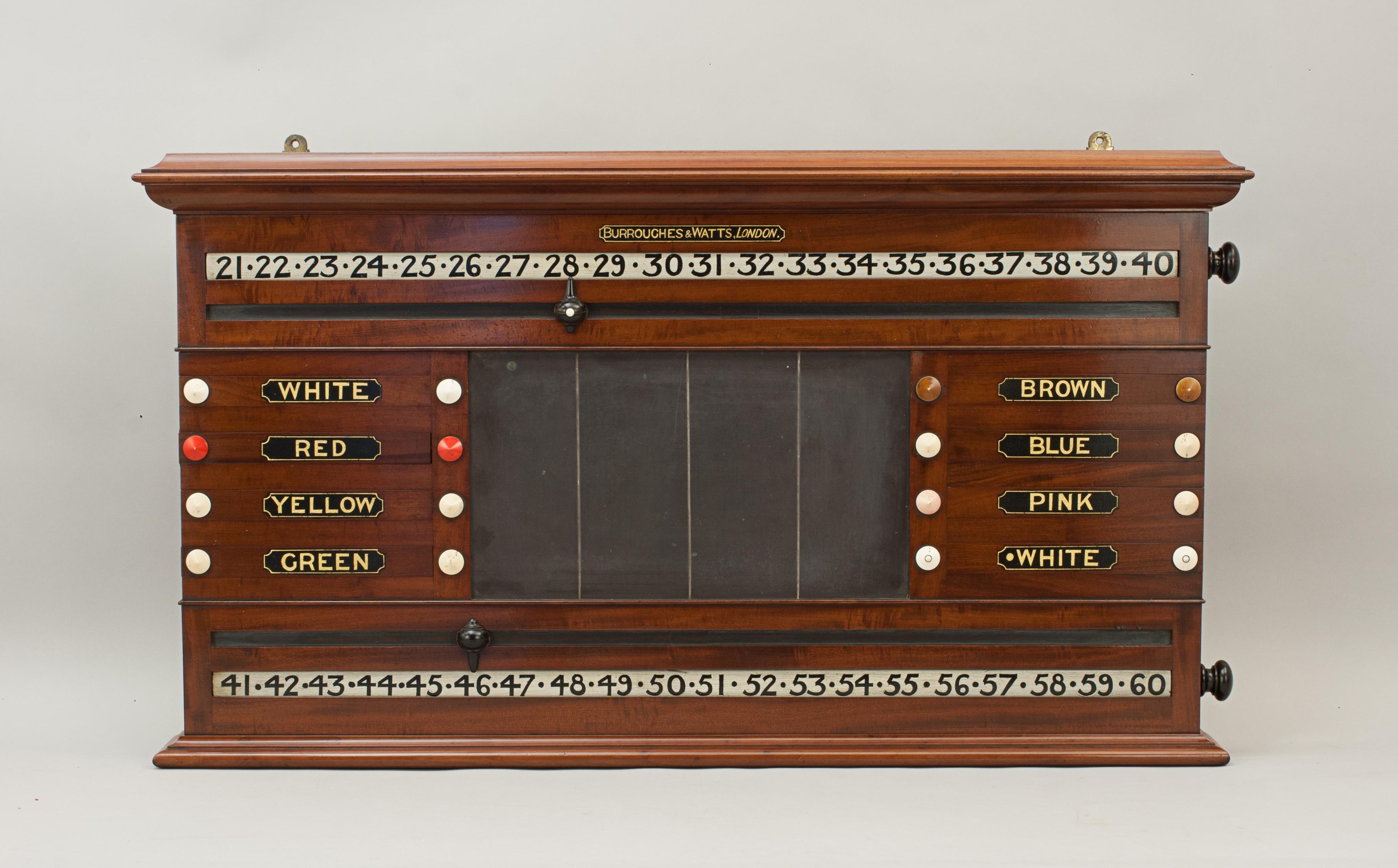 Burroughes & Watts Snooker Score Board With Life Pool and Ball Compartment Cabin In Good Condition In Oxfordshire, GB