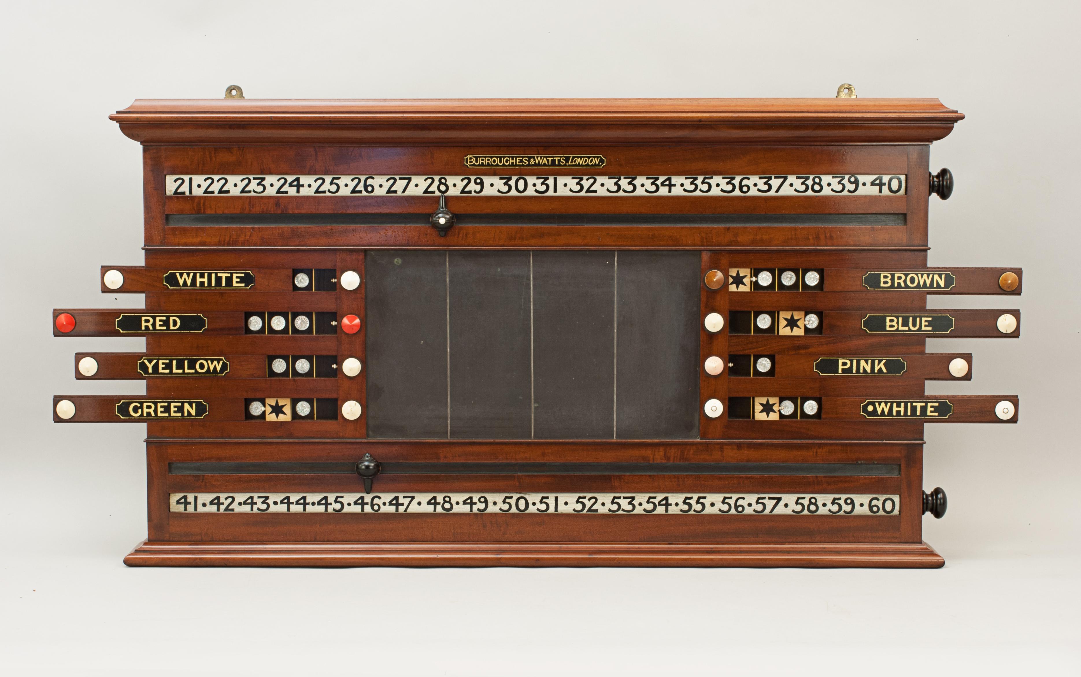 Early 20th Century Burroughes & Watts Snooker Score Board With Life Pool and Ball Compartment Cabin