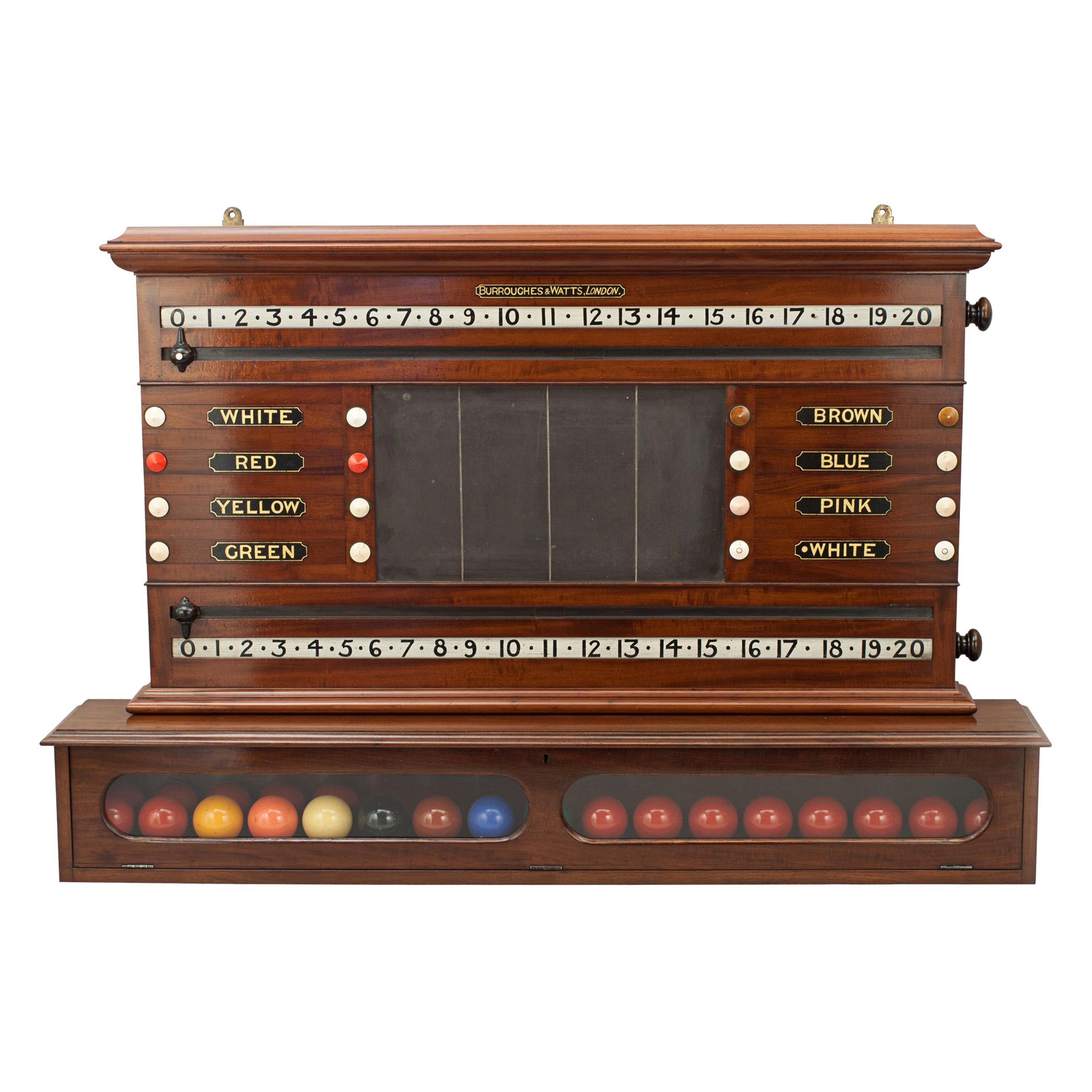 Burroughes & Watts Snooker Score Board With Life Pool and Ball Compartment Cabin