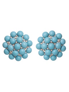 Burst-Ohrringe aus 18 Karat, Türkis und Diamanten