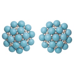 Pendientes Ráfaga en 18kt, Turquesa y Diamantes