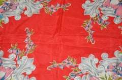 "Bursting Bouquets of Florals with Scallops Corners" Silk Scarf