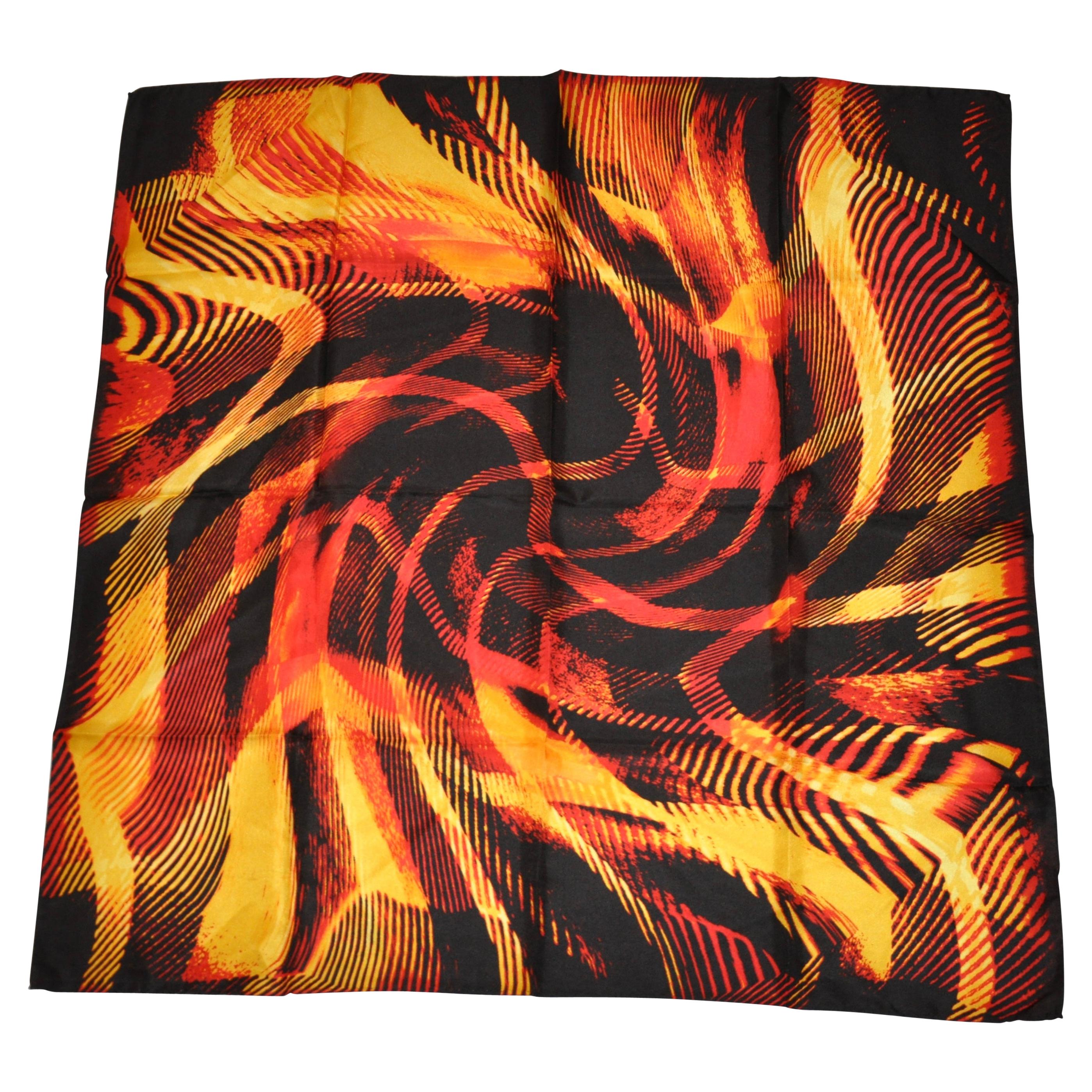 "Bursting Flames" Silk Scarf For Sale