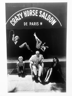 Vintage Crazy Horse Saloon Owner in Paris, France, Black and White Portrait Photography 