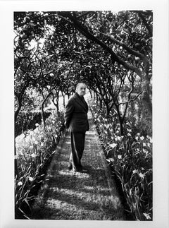 Vintage Somerset Maugham, Black and White Photo of English Writer at Cap Ferrat Villa
