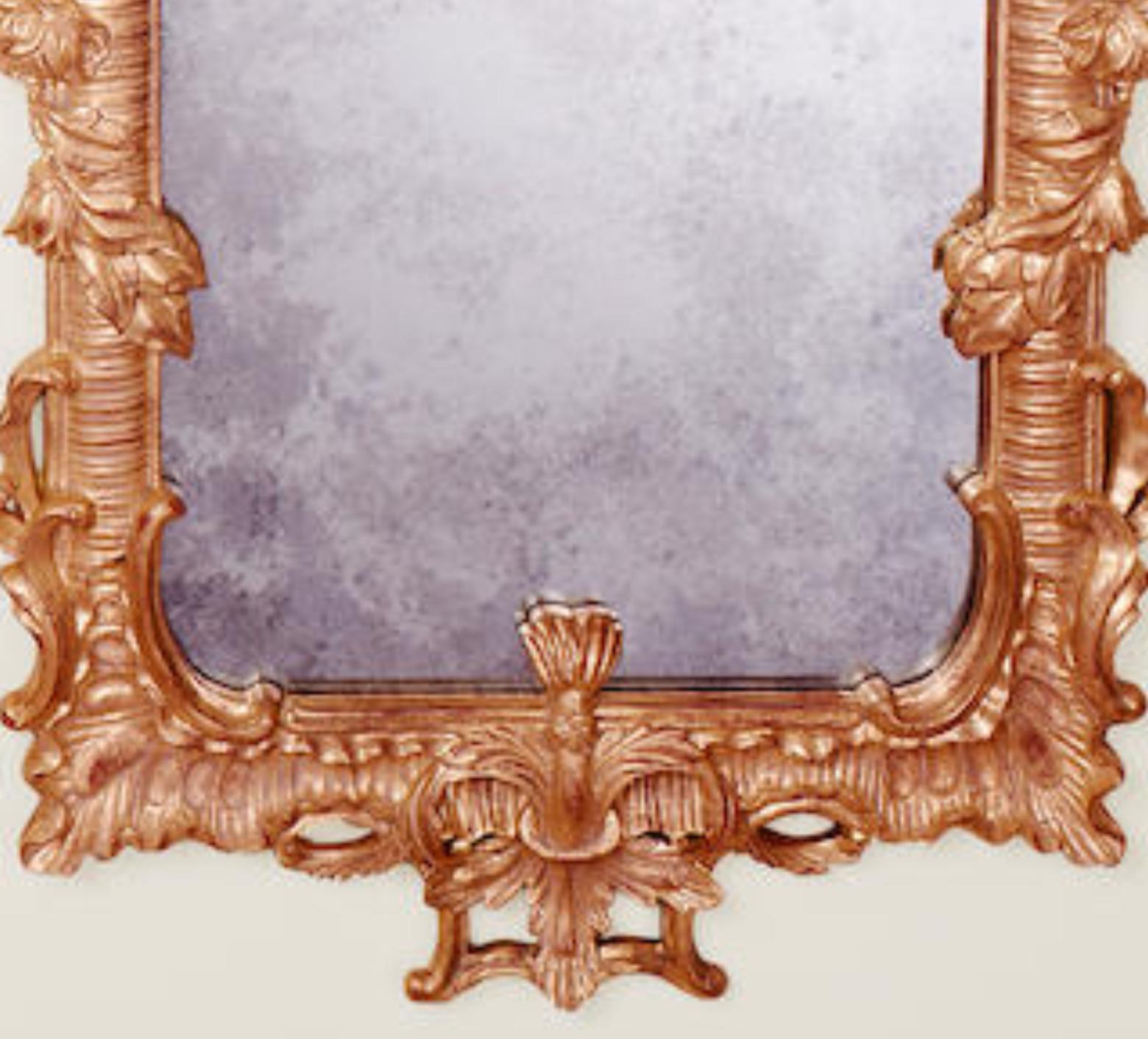 Burton-Ching 18th C Style George II Regency Giltwood Ho Ho Bird Mirror In Good Condition For Sale In LOS ANGELES, CA