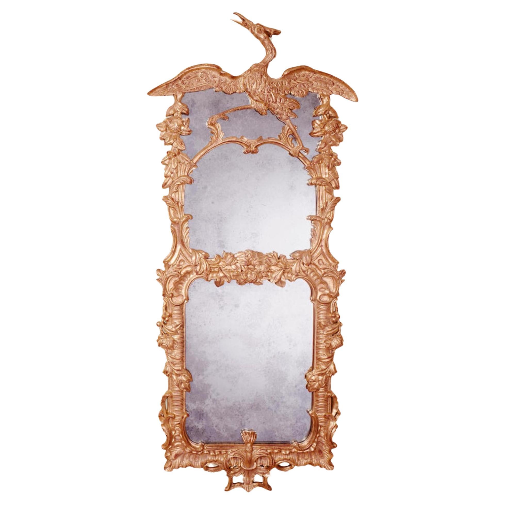 Burton-Ching 18th C Style George II Regency Giltwood Ho Ho Bird Mirror