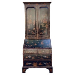 Burton-Ching 18th C Style Georgian Chinoiserie Secretary Bookcase Desk