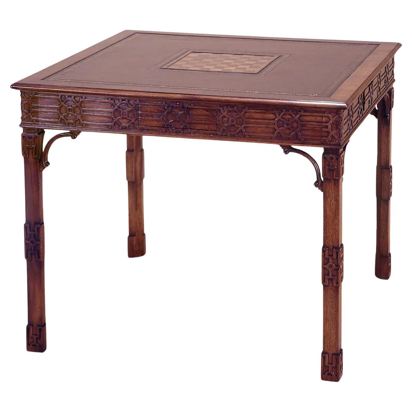 Burton-Ching Chippendale-Mahagoni-Spieltisch im Stil des 19. Jahrhunderts