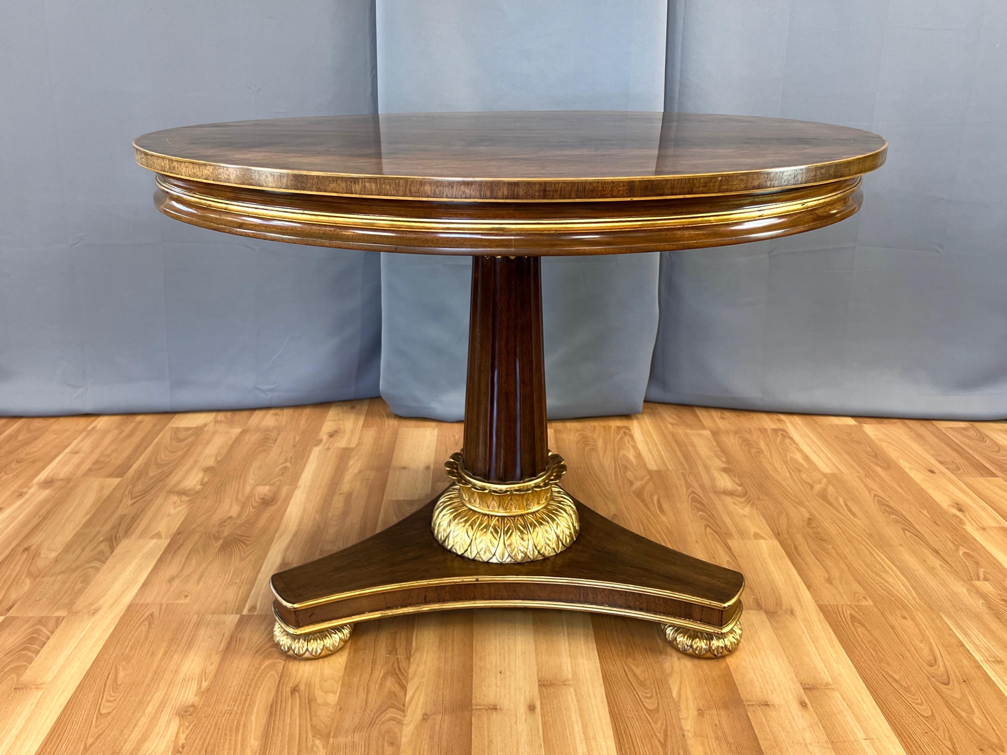 Burton-Ching Biedermeier-Style Walnut and Giltwood Round Dining Table, 1990s 5