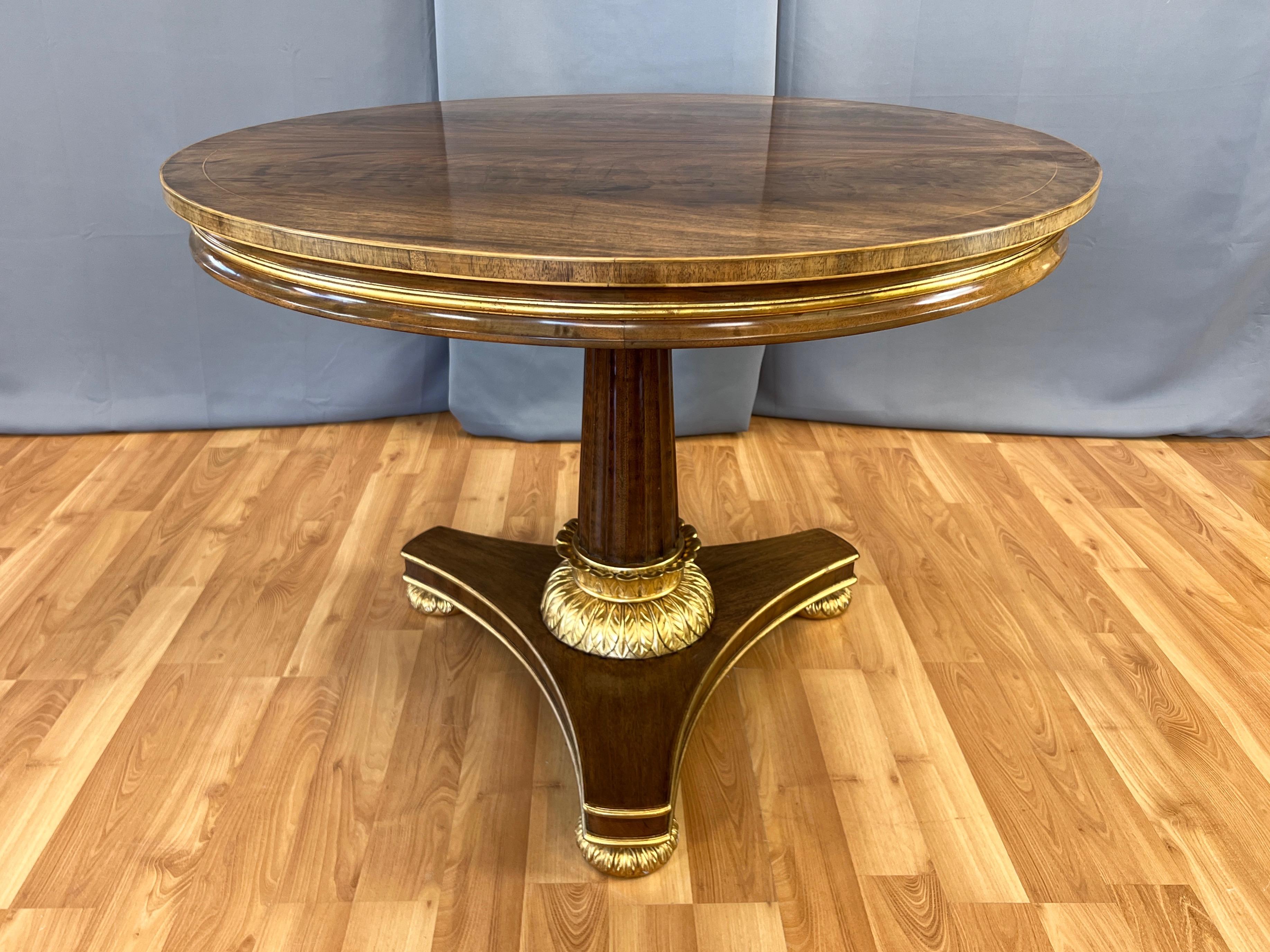 Burton-Ching Biedermeier-Style Walnut and Giltwood Round Dining Table, 1990s 6