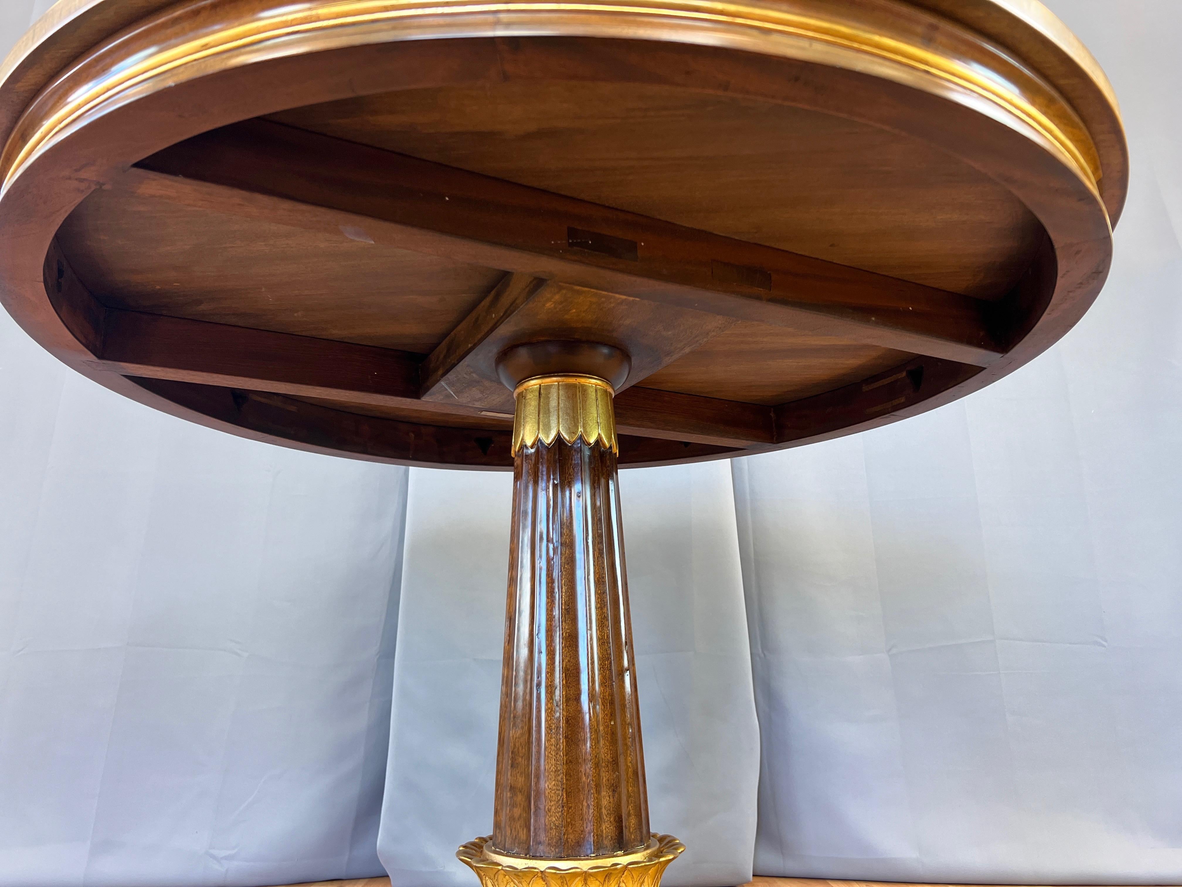 Burton-Ching Biedermeier-Style Walnut and Giltwood Round Dining Table, 1990s 7