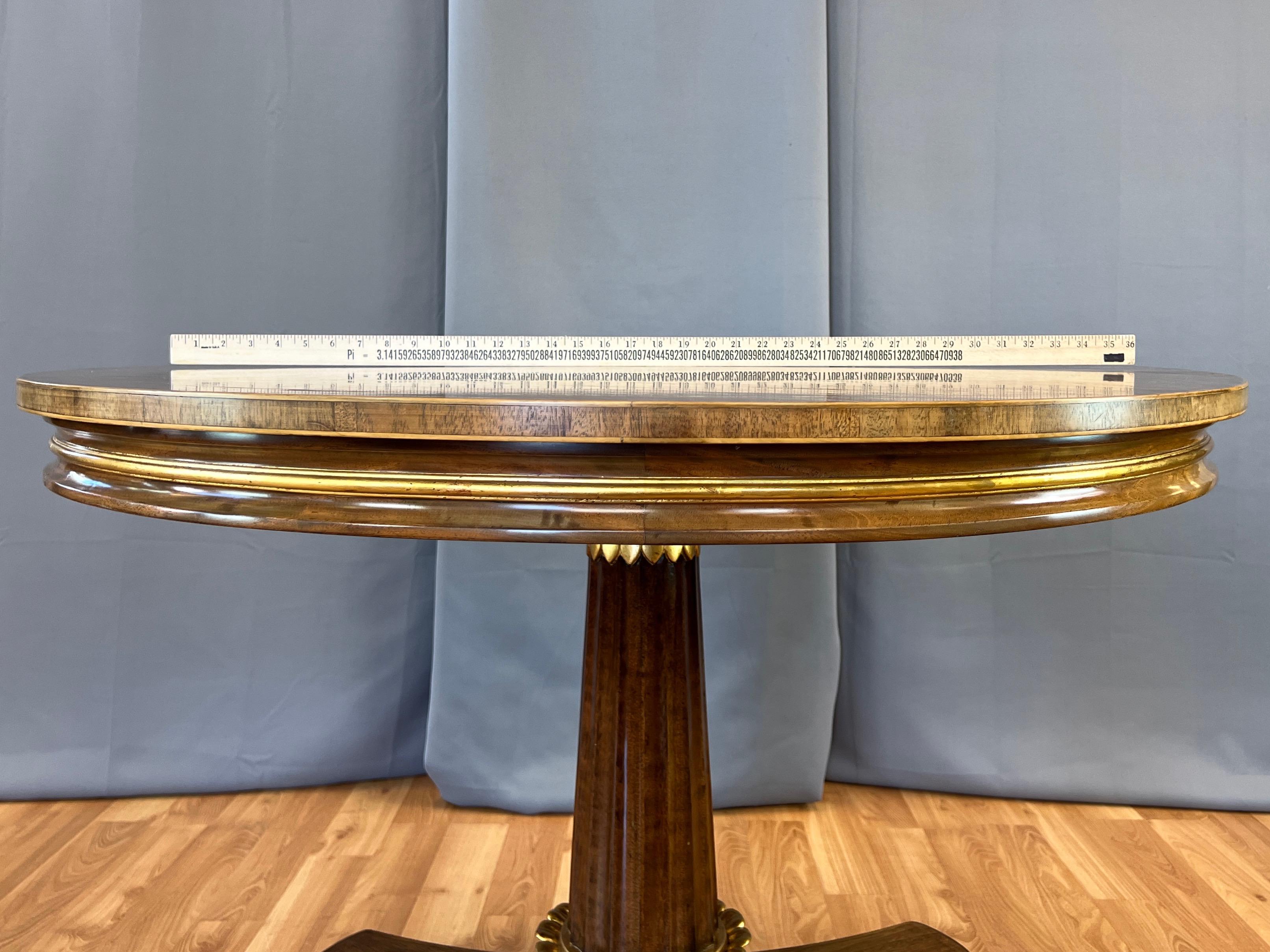 Burton-Ching Biedermeier-Style Walnut and Giltwood Round Dining Table, 1990s 14