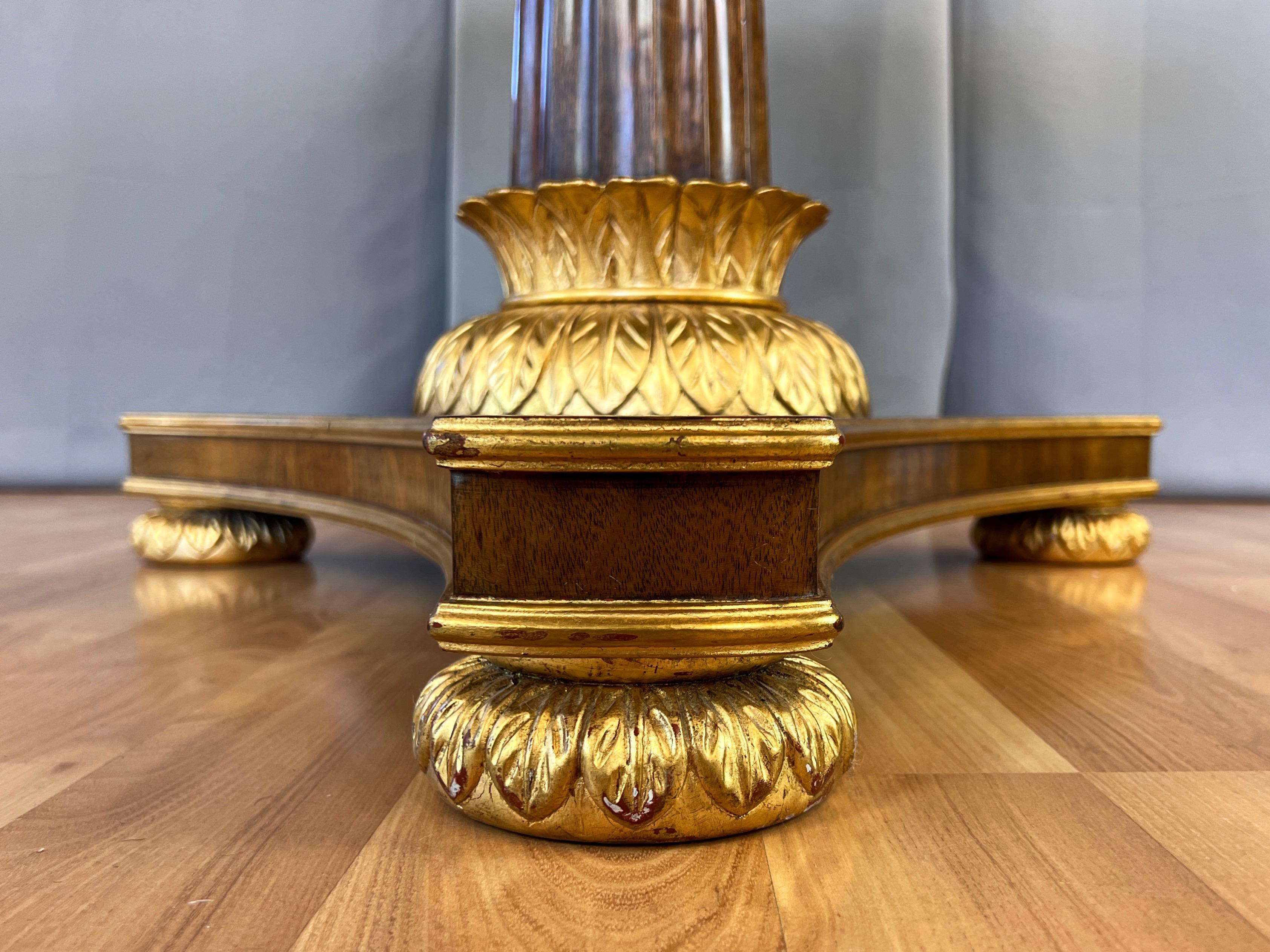 Burton-Ching Biedermeier-Style Walnut and Giltwood Round Dining Table, 1990s 2