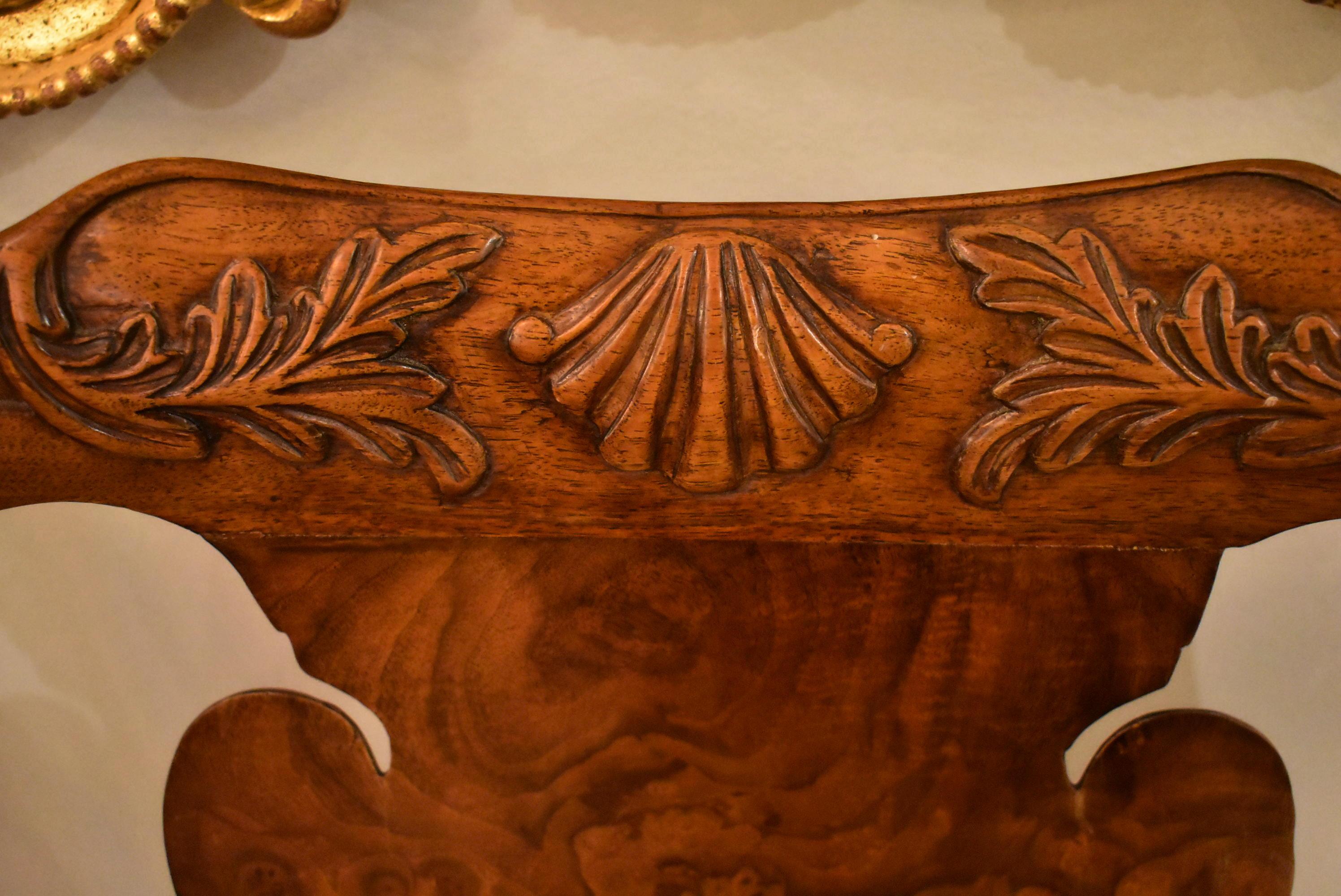 Carved Burton Ching Chippendale Settee Mahogany and Burl Wood