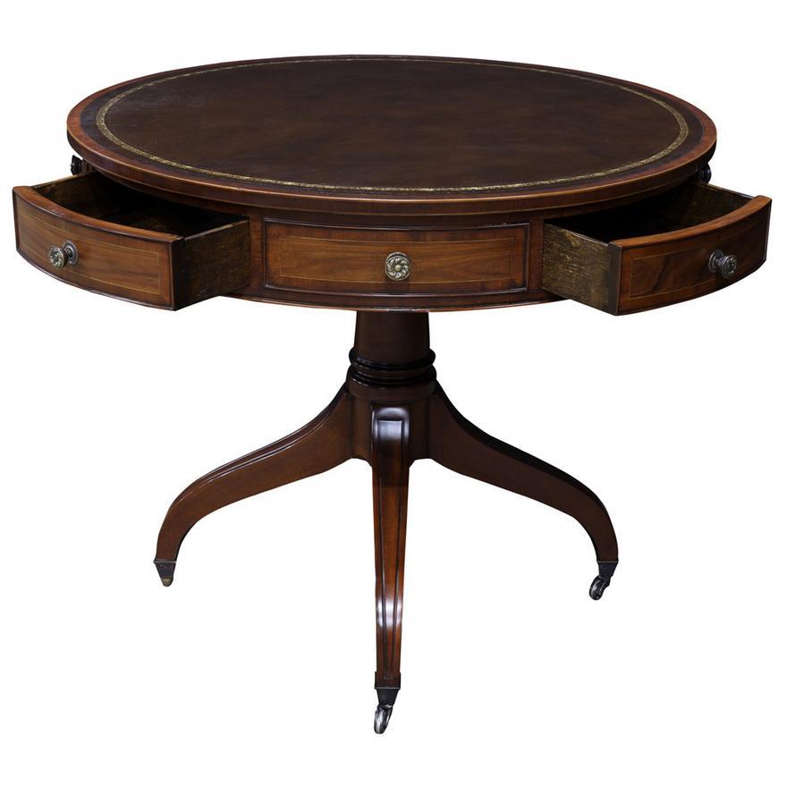 American Burton Ching Federal Style Mahogany Leather Top Drum 