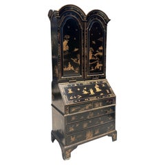 Burton-Ching Georgian Black & Gold Chinoiserie Secretary Desk