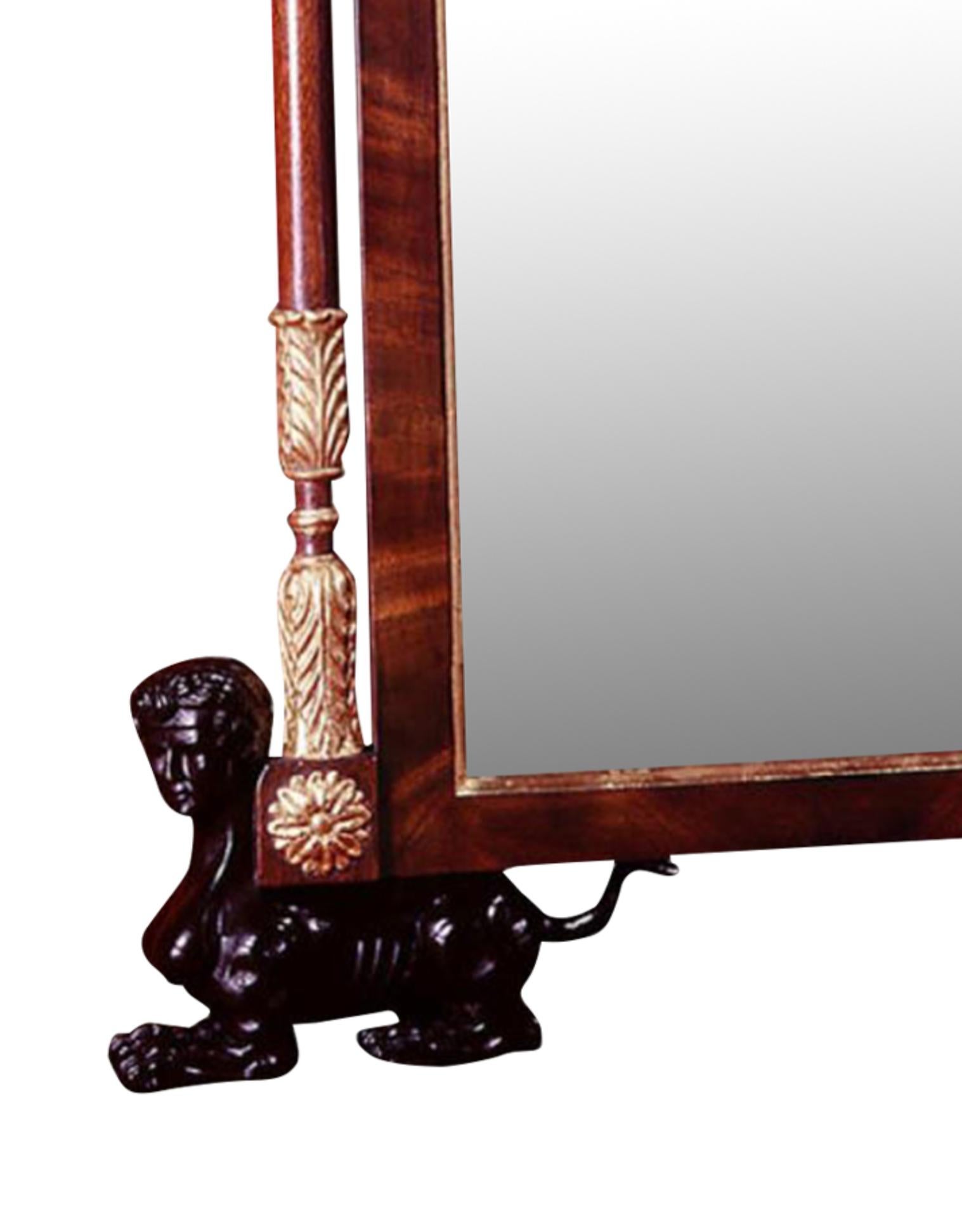 Specchio in stile neoclassico italiano in noce e legno d'orato - Piedmonte