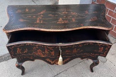Burton- Ching Louis XVI Style Black & Gold Chinoiserie Commode