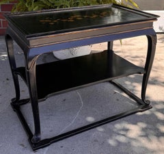 Burton-Ching Ming Style Black & Gold Chinoiserie Two Tier Table