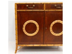 Burton Ching Sheraton Style Giltwood Buffet Cabinet, Carved Bamboo Trim
