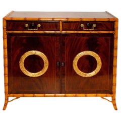 Burton Ching Sheraton Style Giltwood Buffet Cabinet, Carved Bamboo Trim