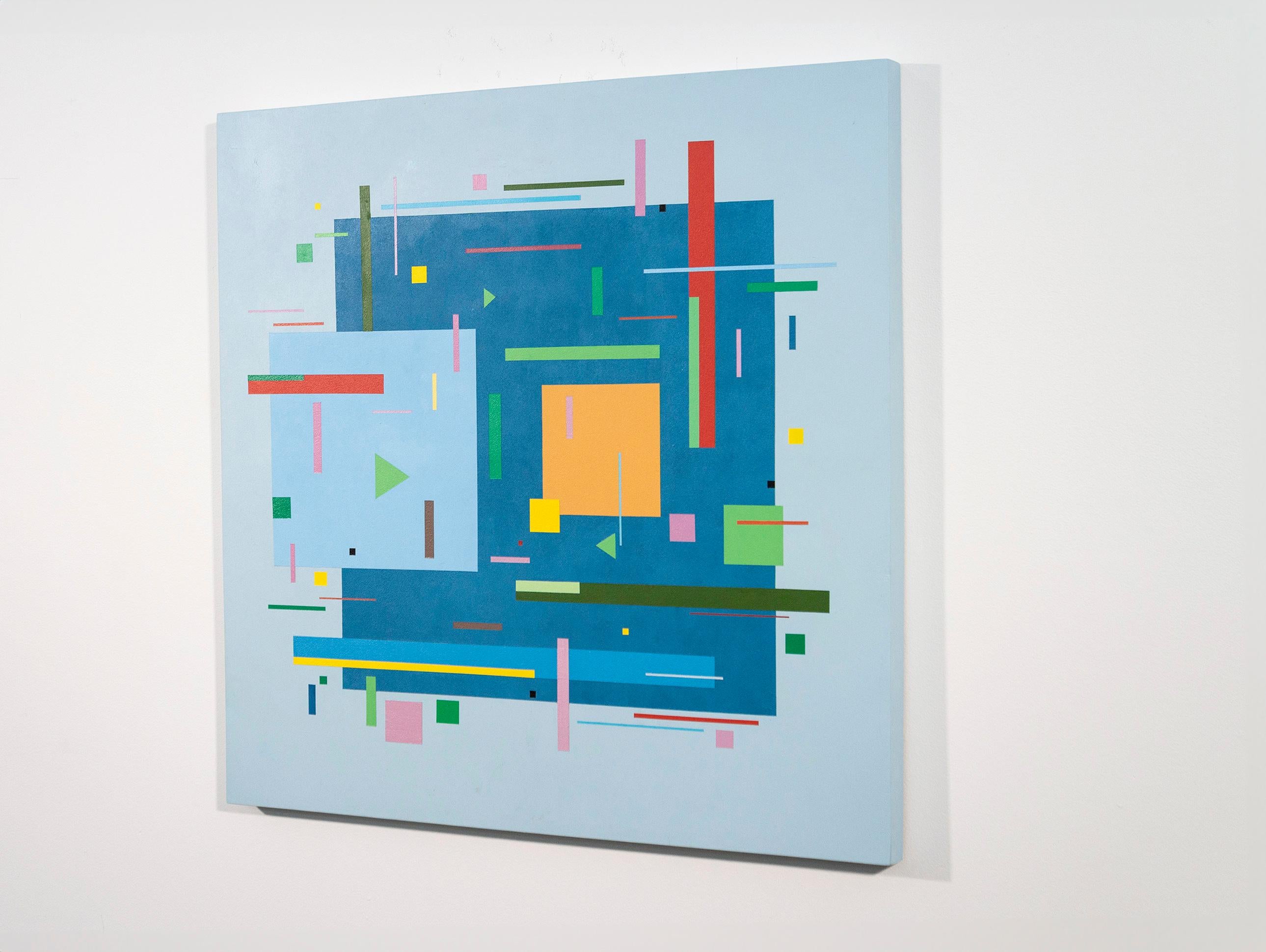 Bourée 2BAA2 - helle, geometrische Abstraktion, modernistisch, Acryl auf Leinwand – Painting von Burton Kramer