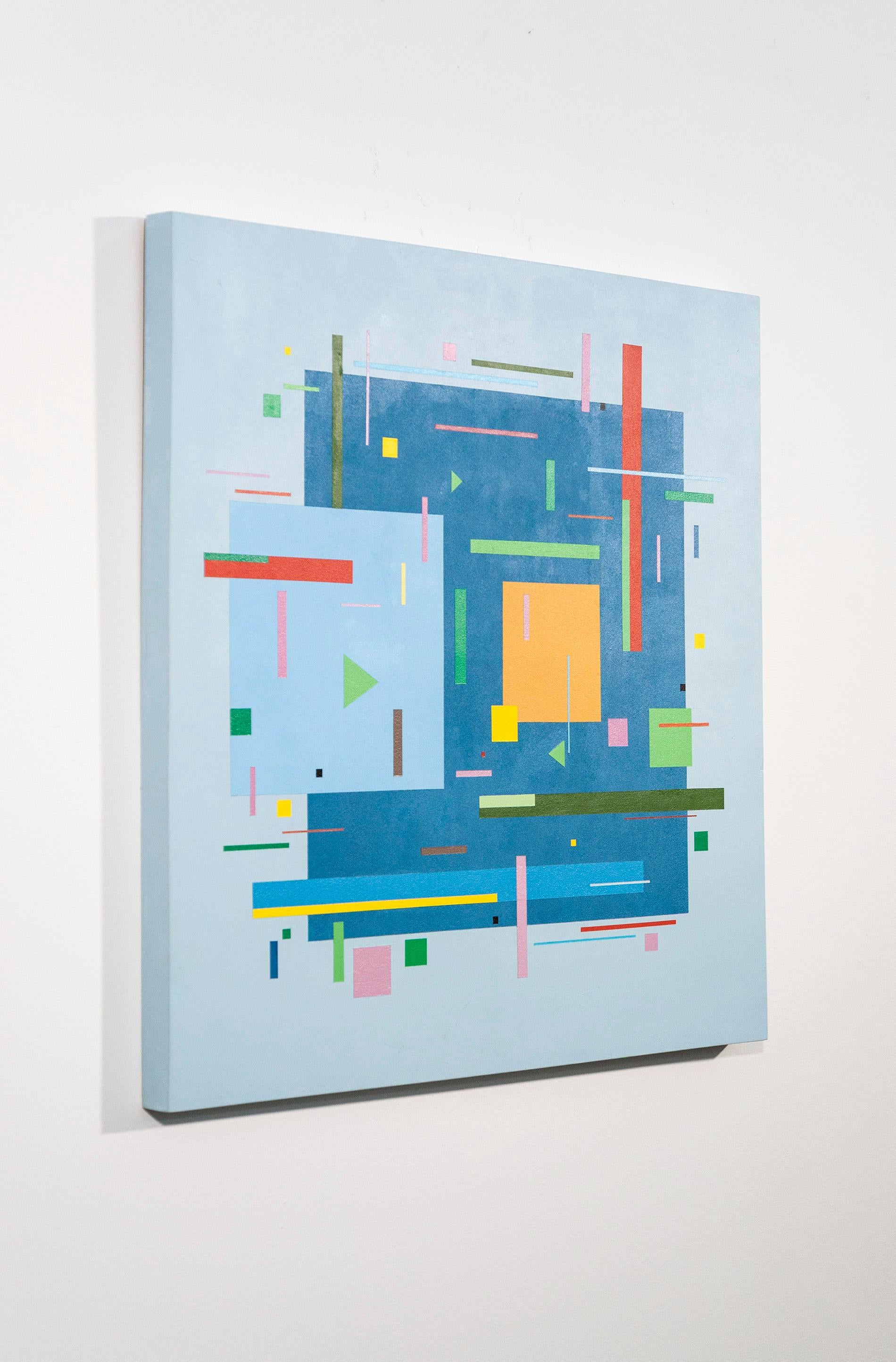 Bourée 2BAA2 - helle, geometrische Abstraktion, modernistisch, Acryl auf Leinwand (Geometrische Abstraktion), Painting, von Burton Kramer