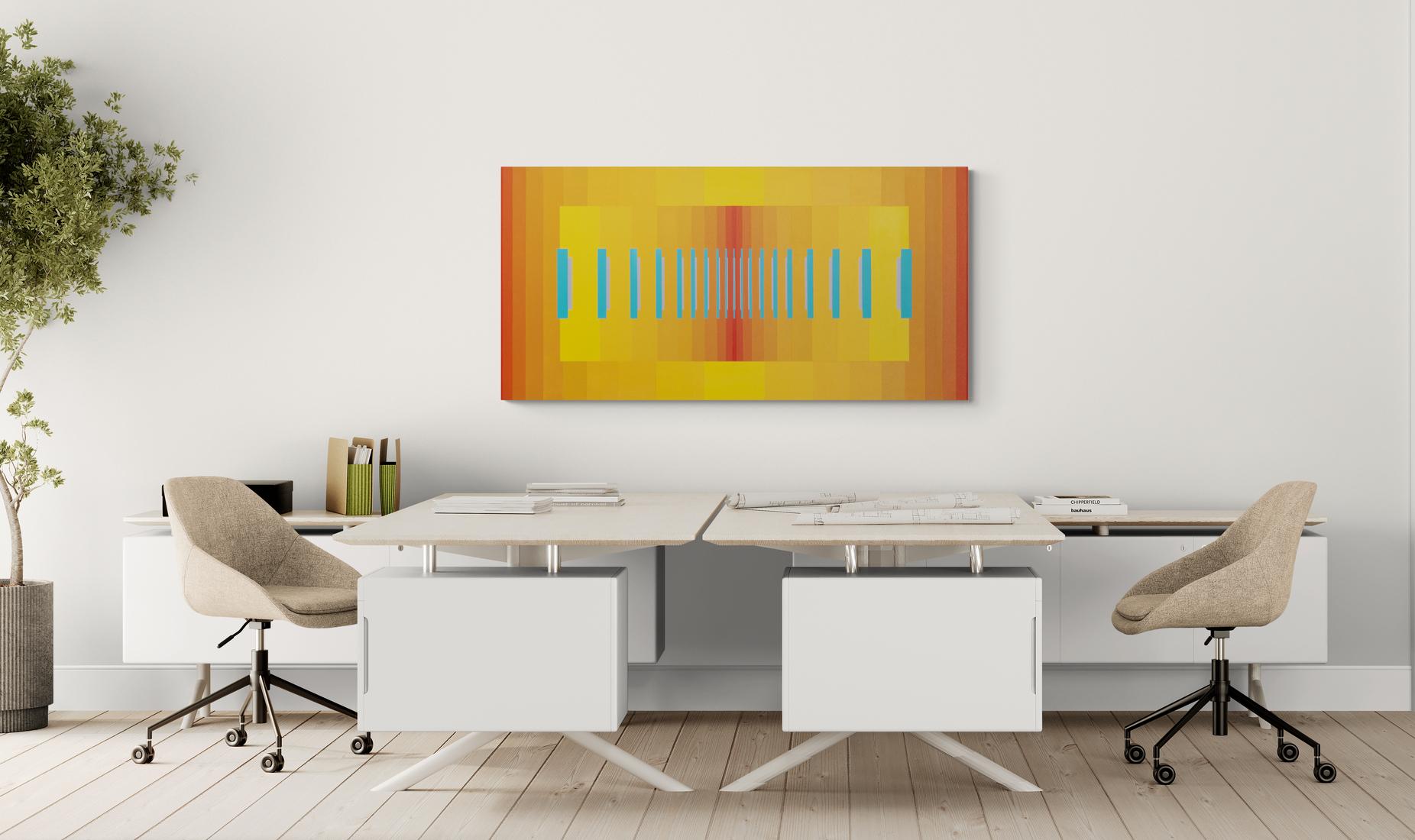 Coral nº 4 - abstracción brillante y geométrica, acrílico modernista sobre lienzo 10