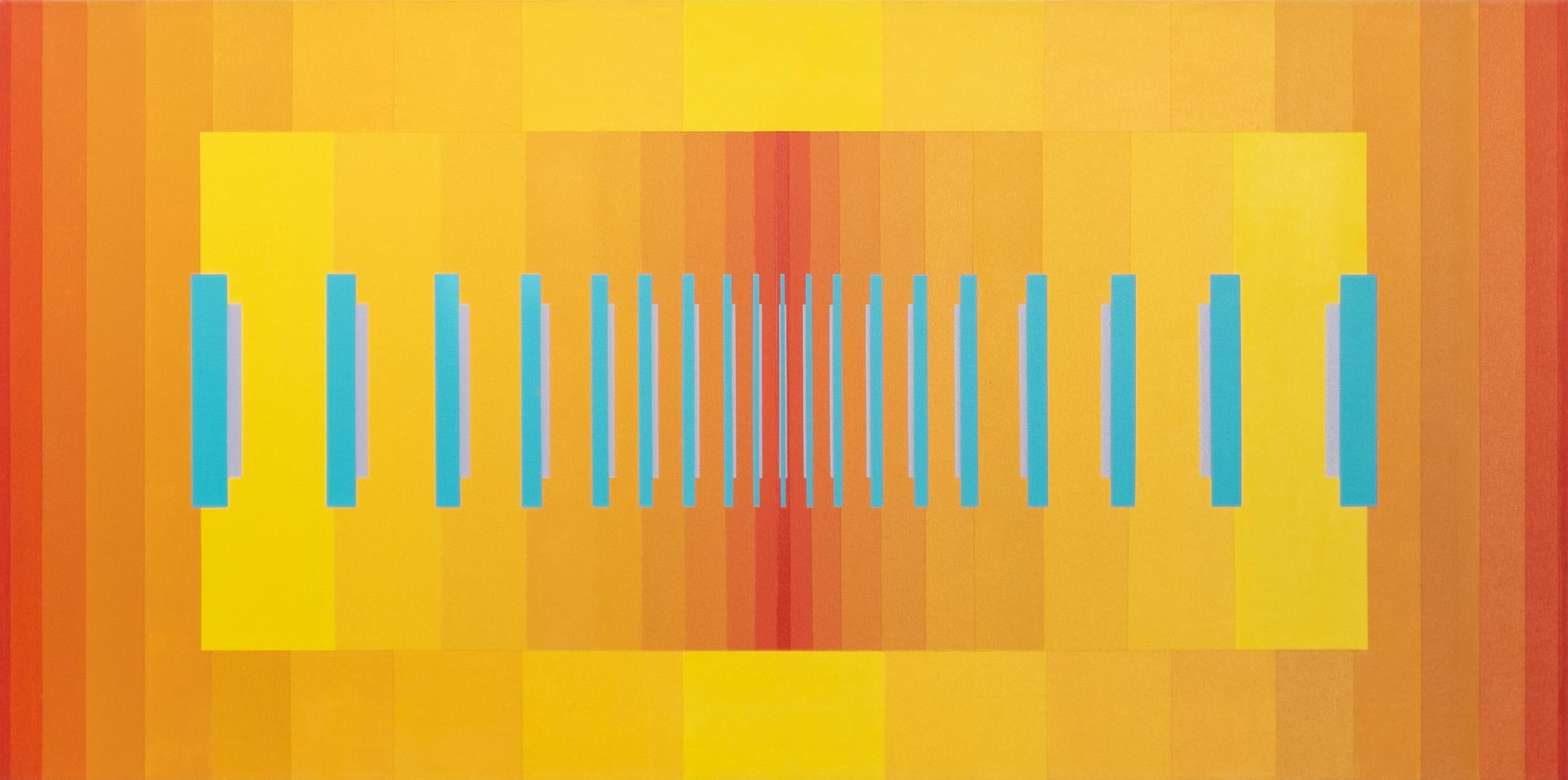 Coral nº 4 - abstracción brillante y geométrica, acrílico modernista sobre lienzo - Painting Contemporáneo de Burton Kramer