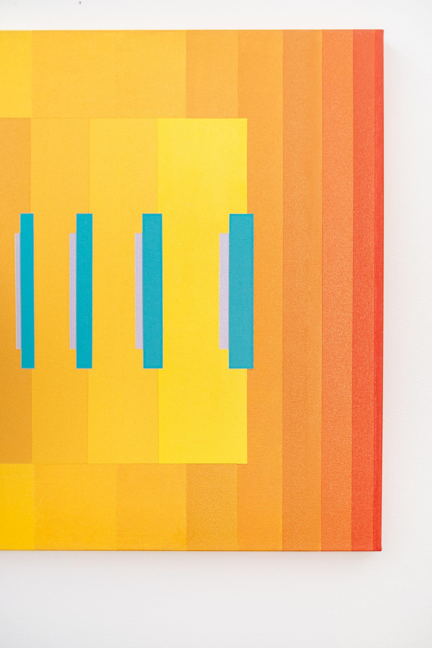 Coral nº 4 - abstracción brillante y geométrica, acrílico modernista sobre lienzo 3