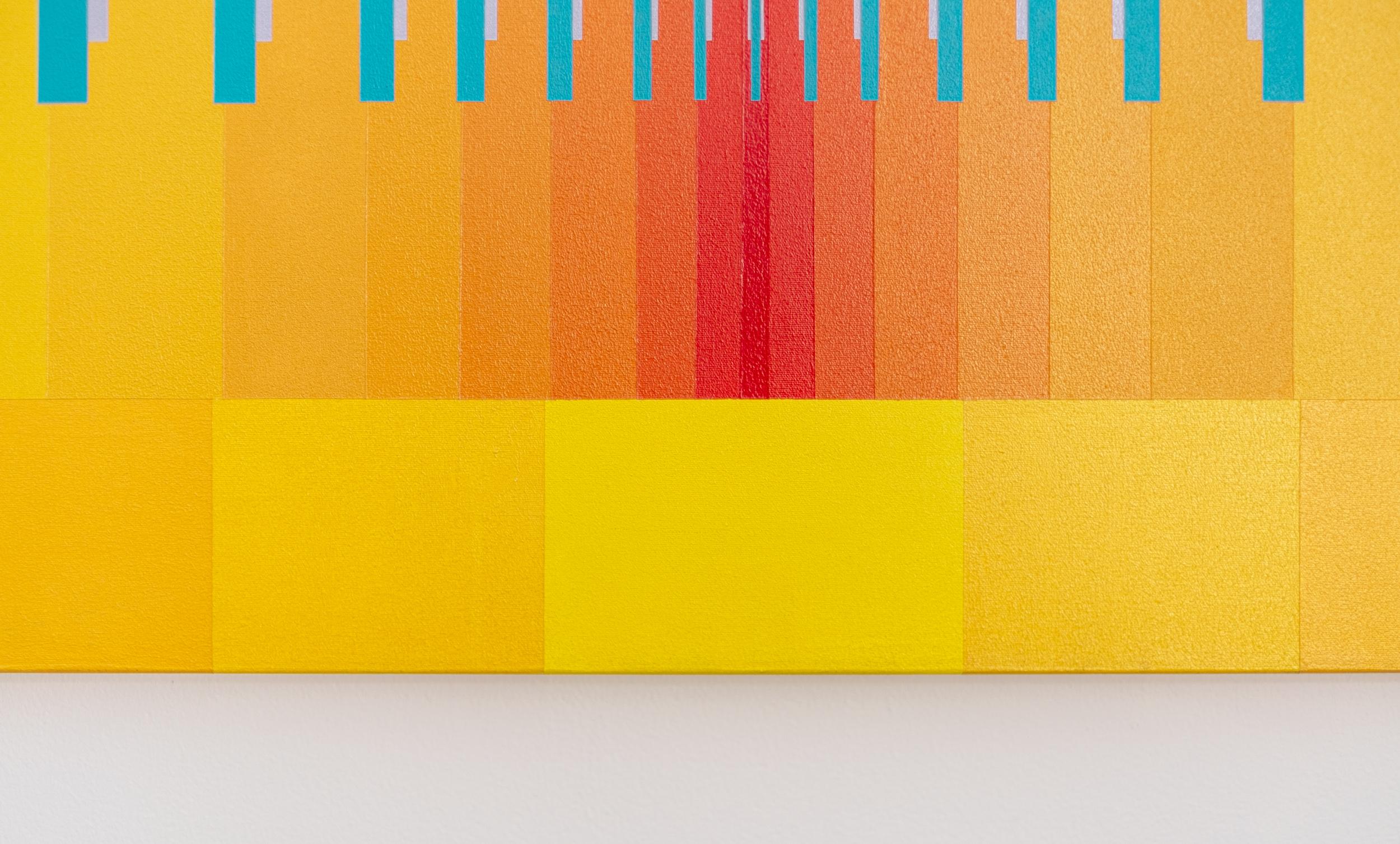 Coral nº 4 - abstracción brillante y geométrica, acrílico modernista sobre lienzo 6