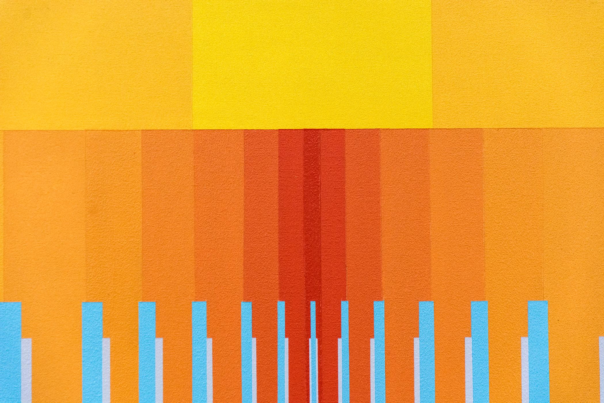 Chorale No 4 - bright, geometric abstraction, modernist acrylic on canvas - Contemporary Painting by Burton Kramer