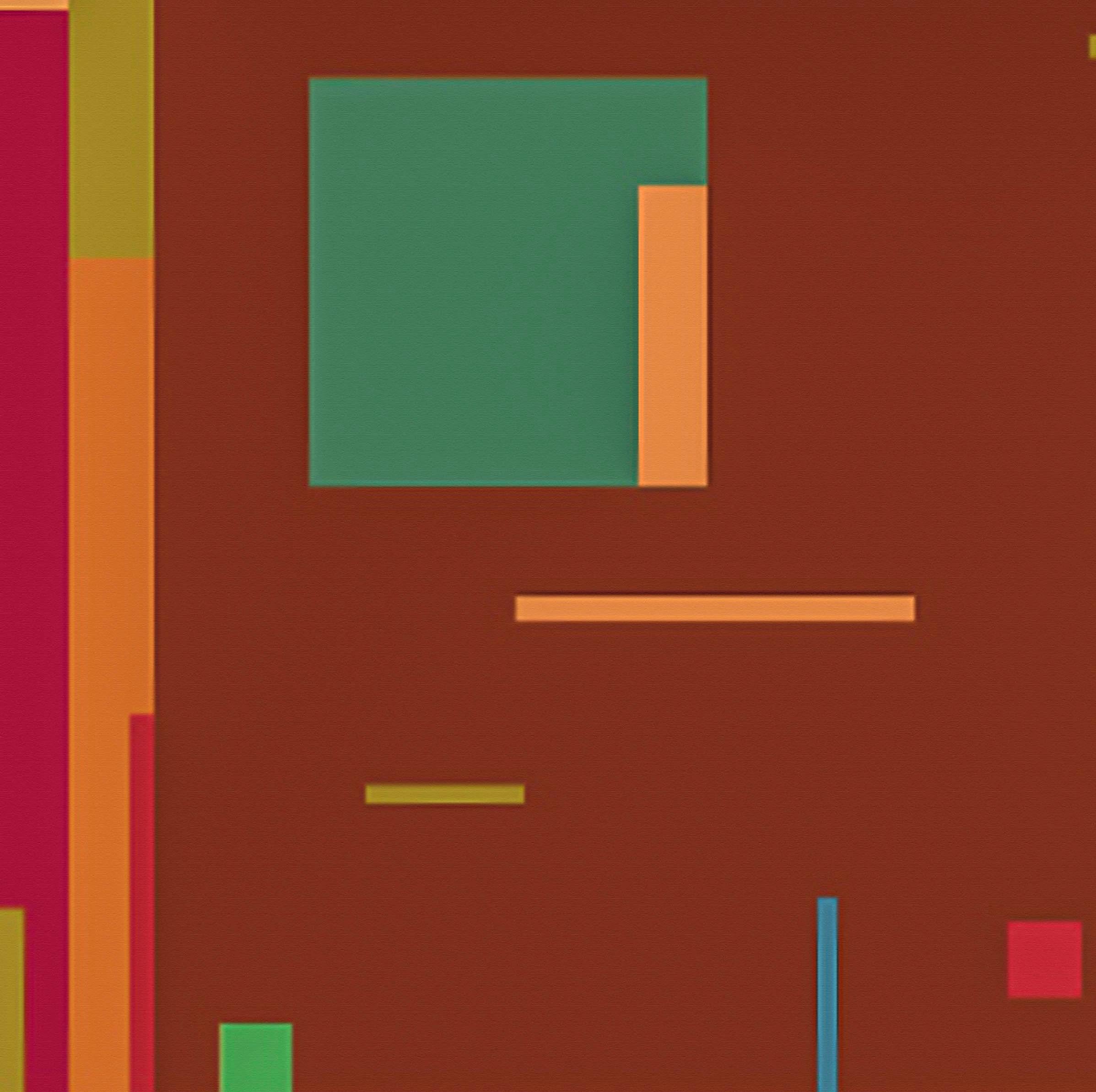Circus 1 - colourful, geometric abstraction, modernist, acrylic on panel - Abstract Geometric Painting by Burton Kramer