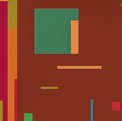 Circus 1 - colourful, geometric abstraction, modernist, acrylic on panel