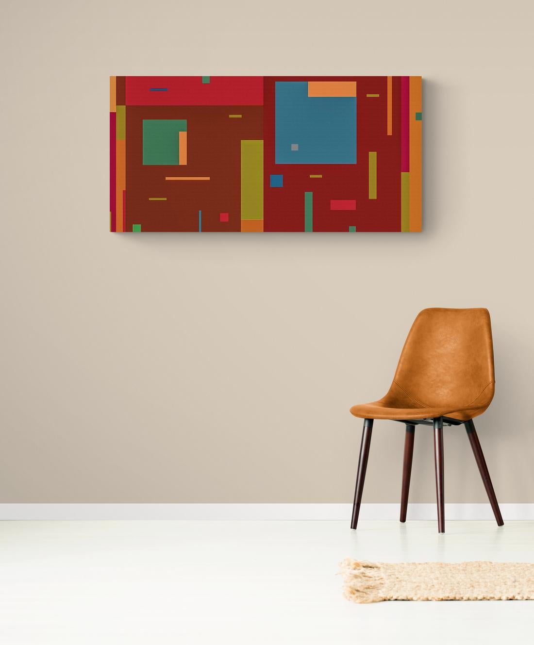 Circus 1 – farbenfrohe, geometrische Abstraktion, modernistische Moderne, Acryl auf Tafel im Angebot 2