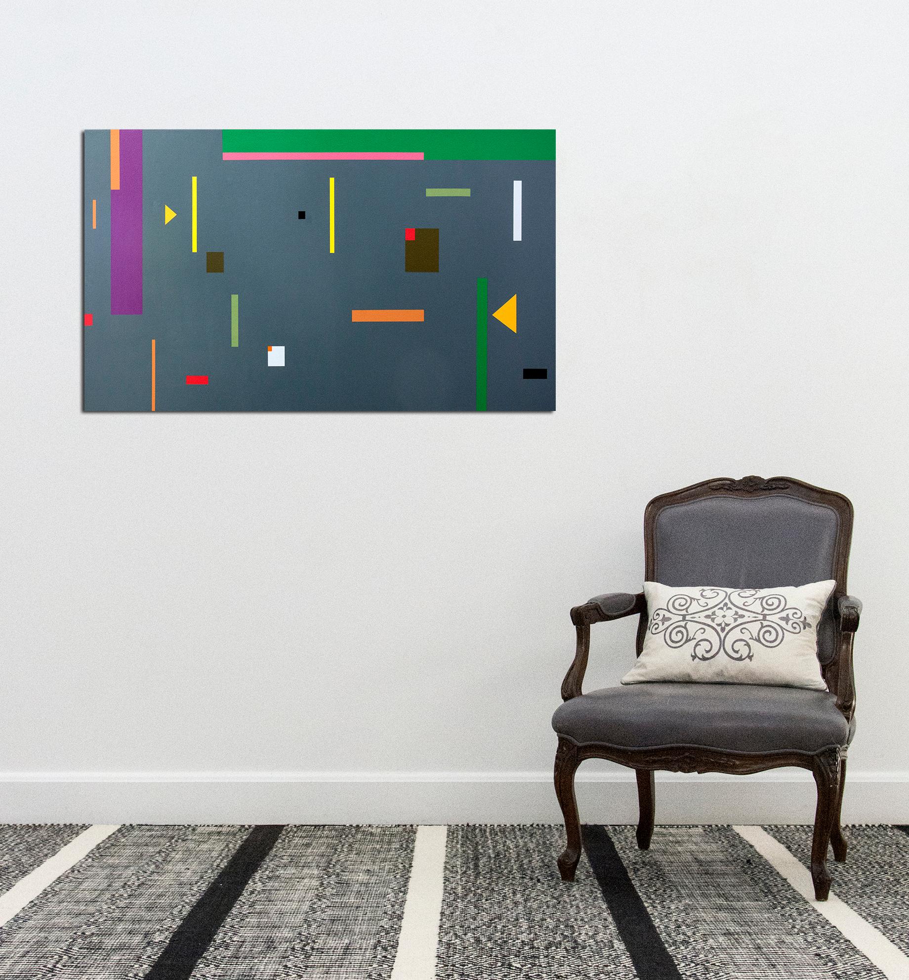 Contradance 1 - dynamic, geometric abstraction, modernist acrylic on canvas For Sale 1