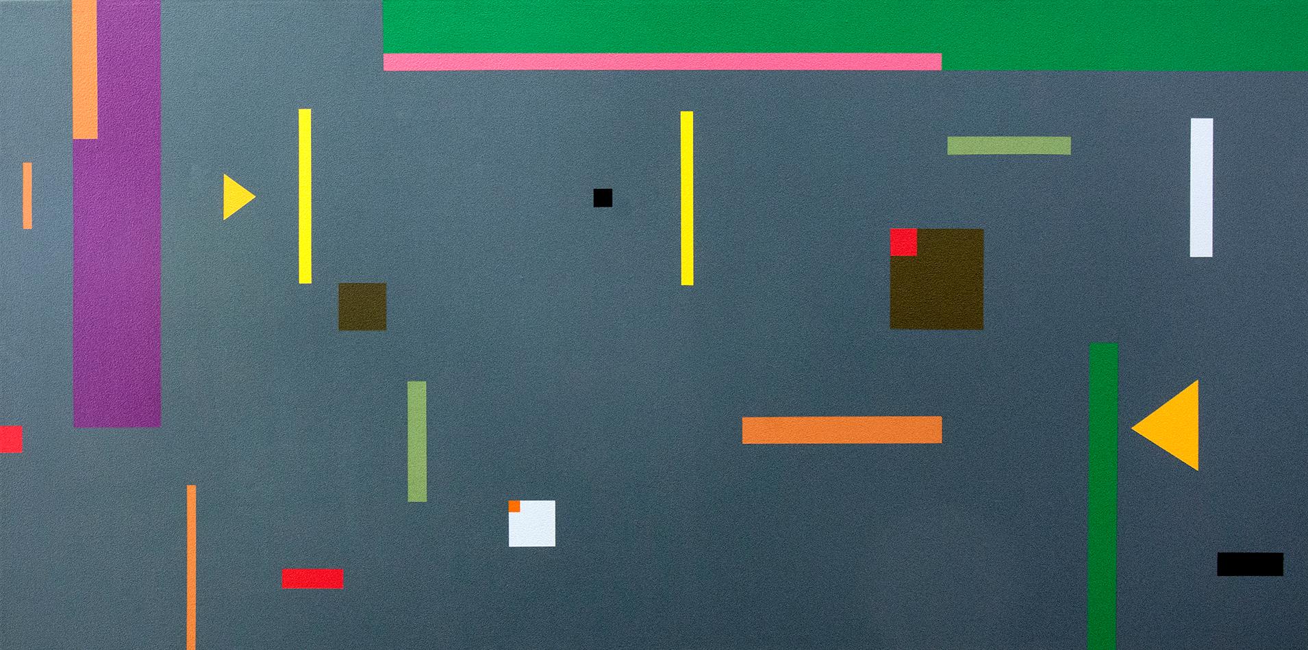 Contradance 1 - astrazione dinamica e geometrica, acrilico modernista su tela - Painting di Burton Kramer