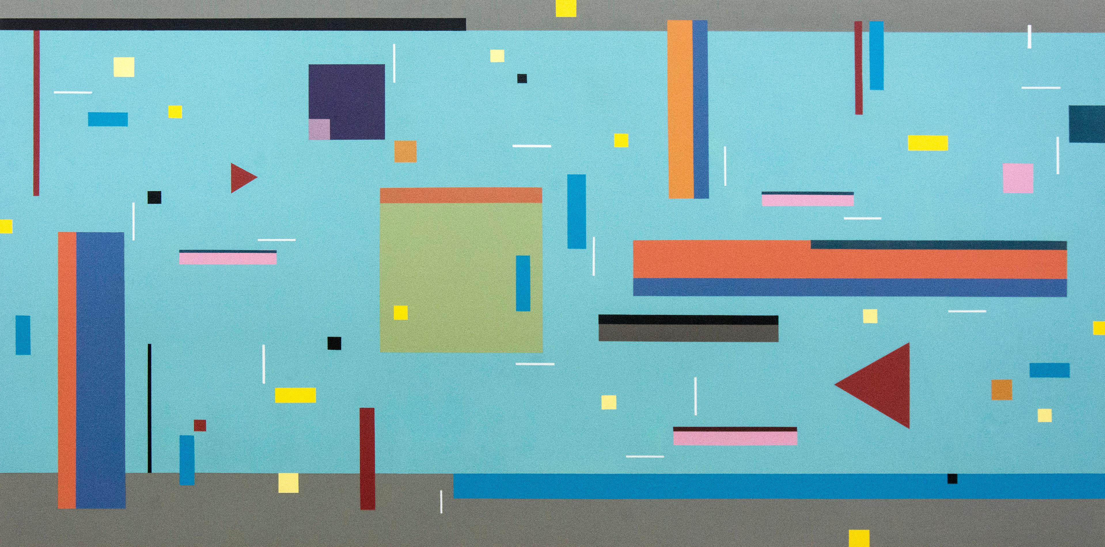 Contredance 10A - bright, geometric abstraction, modernist acrylic on panel - Painting by Burton Kramer