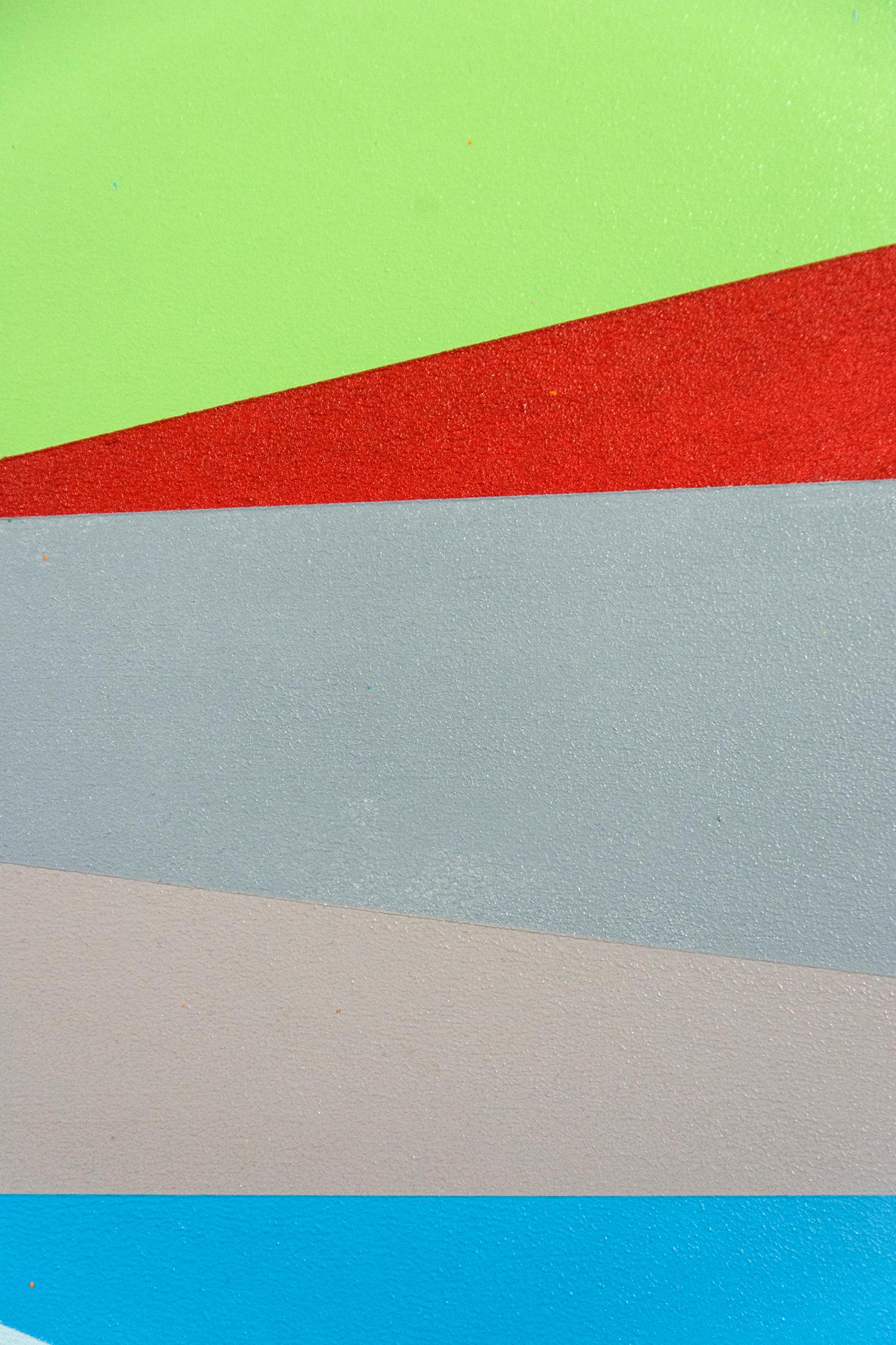 Crescendo 1 - abstraction géométrique lumineuse et colorée, acrylique contemporaine sur panneau - Painting de Burton Kramer