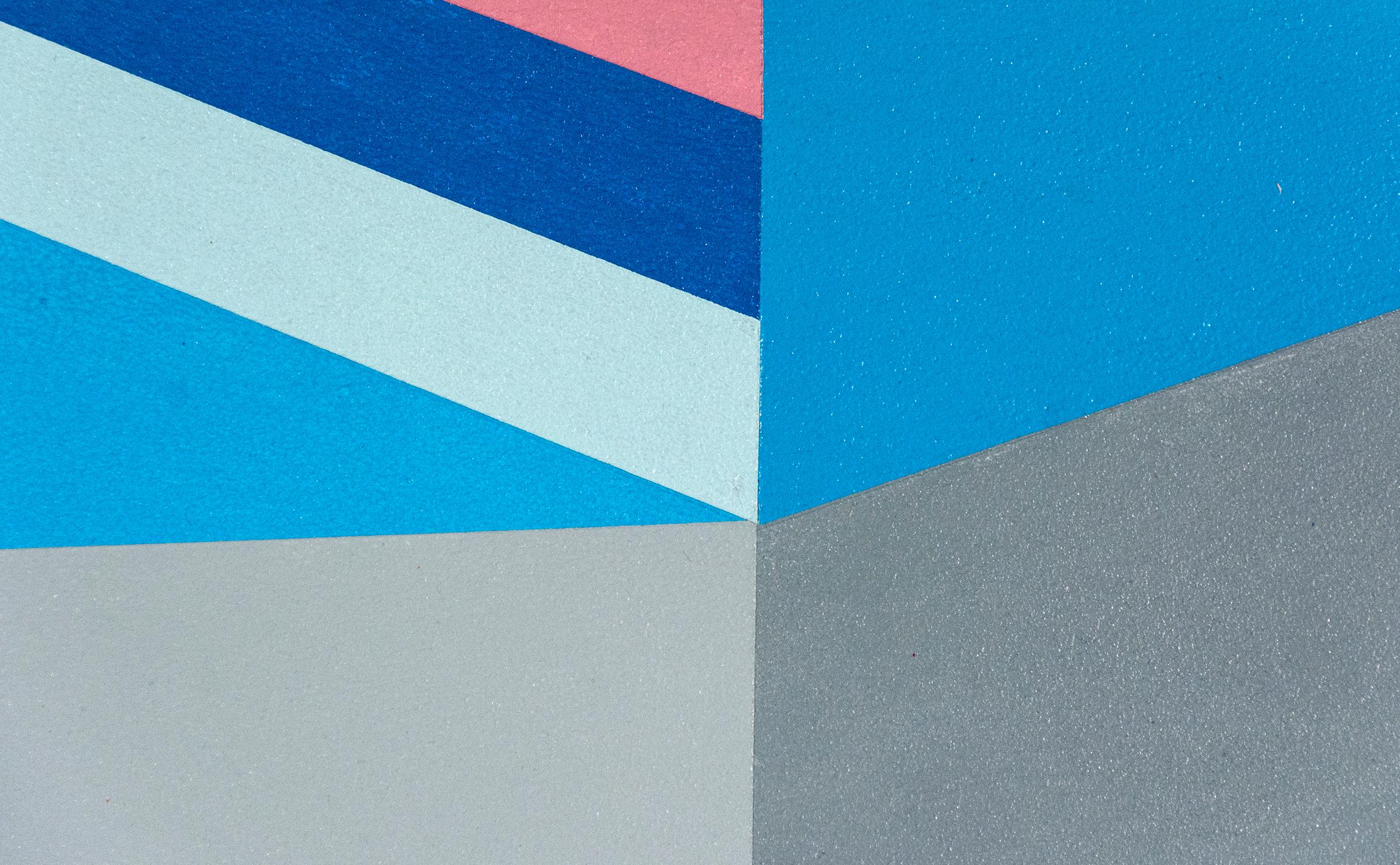 Crescendo 1 - helles, farbenfrohes, geometrisch abstraktes, zeitgenössisches Acryl auf Platte (Geometrische Abstraktion), Painting, von Burton Kramer