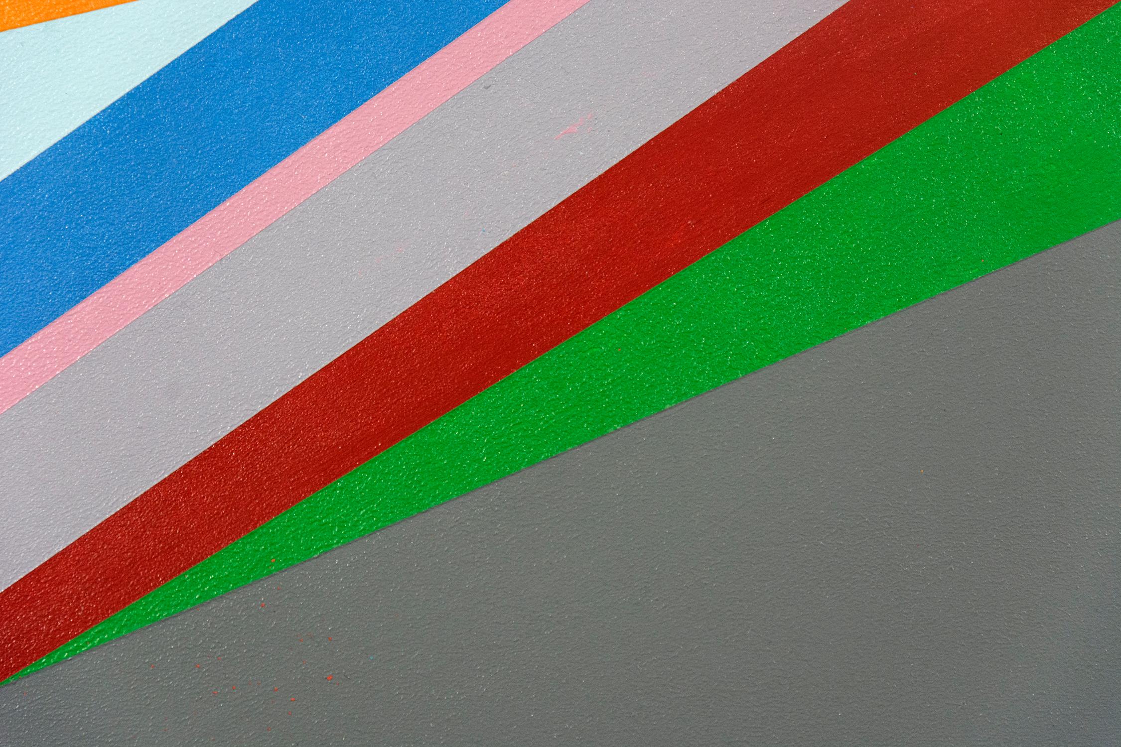 Crescendo 1 - helles, farbenfrohes, geometrisch abstraktes, zeitgenössisches Acryl auf Platte im Angebot 1