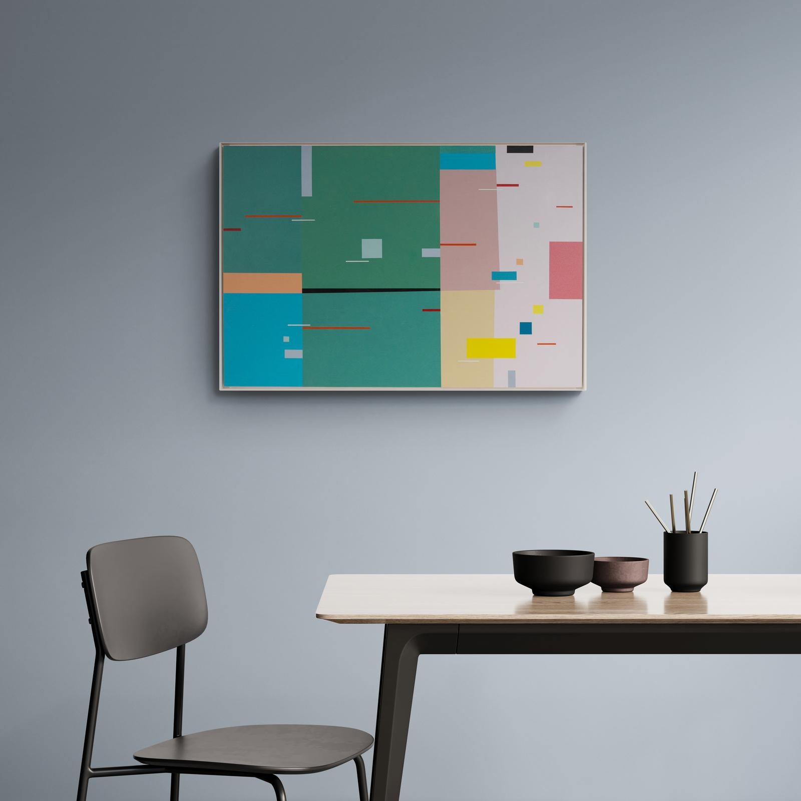 Divertimento #2 - contemporary, geometric abstract, acrylic on panel For Sale 8