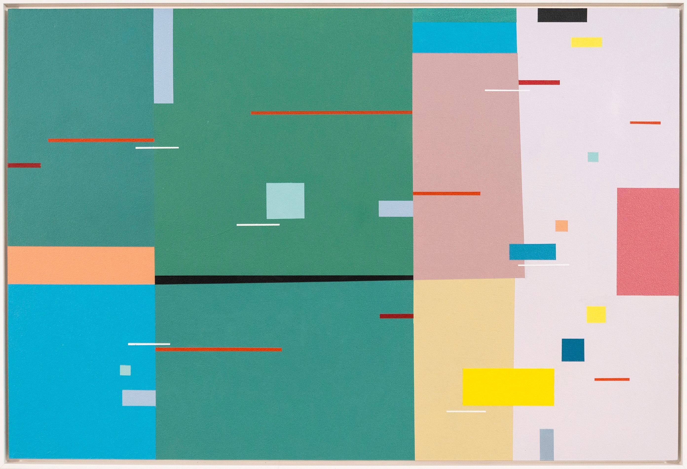 Divertimento #2 - contemporary, geometric abstract, acrylic on panel - Painting by Burton Kramer