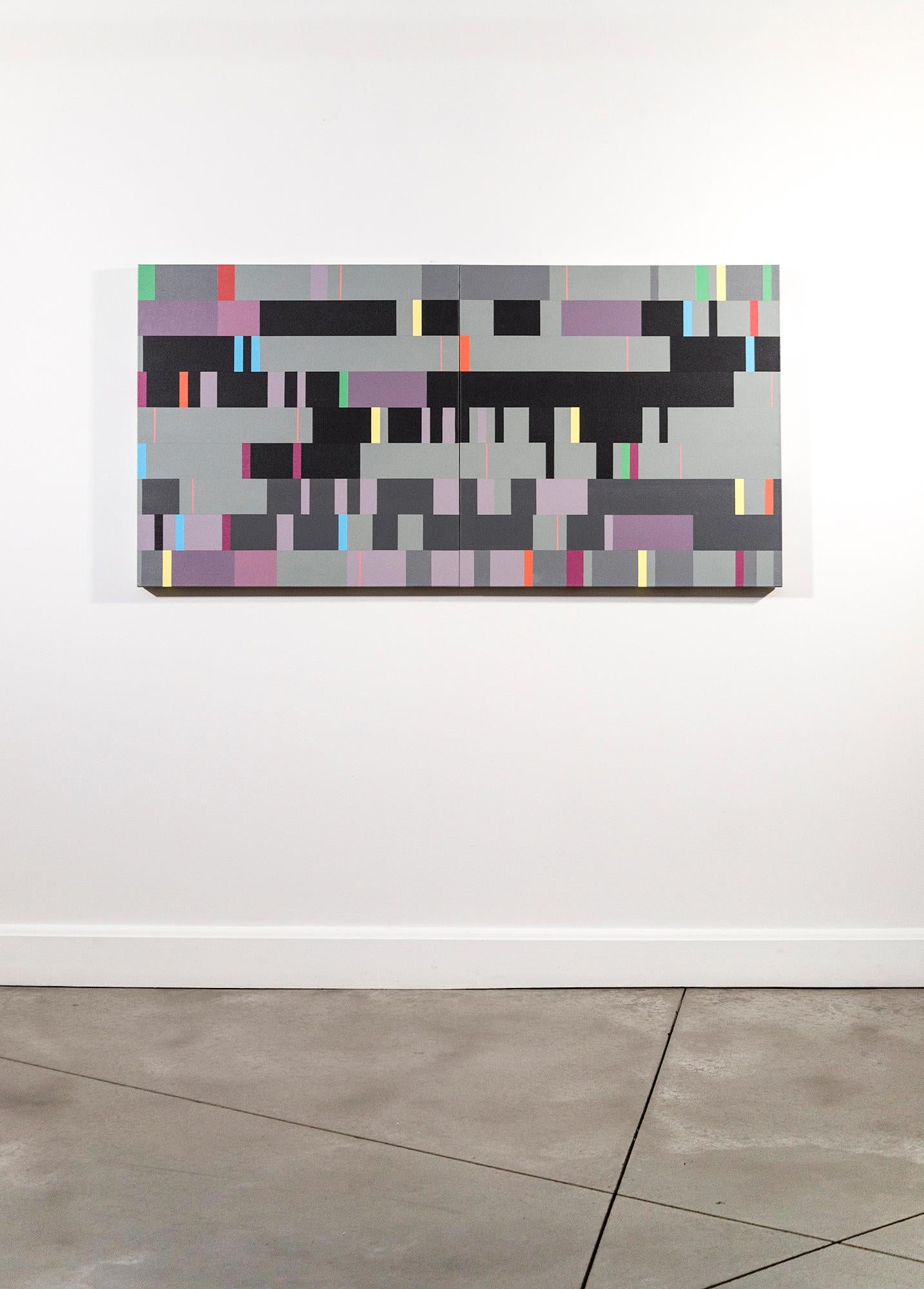 Facciata #1 - modernista, contemporanea, astrazione geometrica, acrilico su tela - Painting Astrattismo geometrico di Burton Kramer