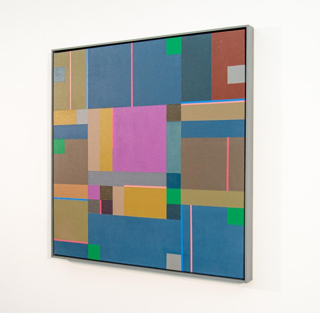 Fugue 4 - colourful, geometric abstraction, modernist, acrylic on canvas - Abstract Painting by Burton Kramer