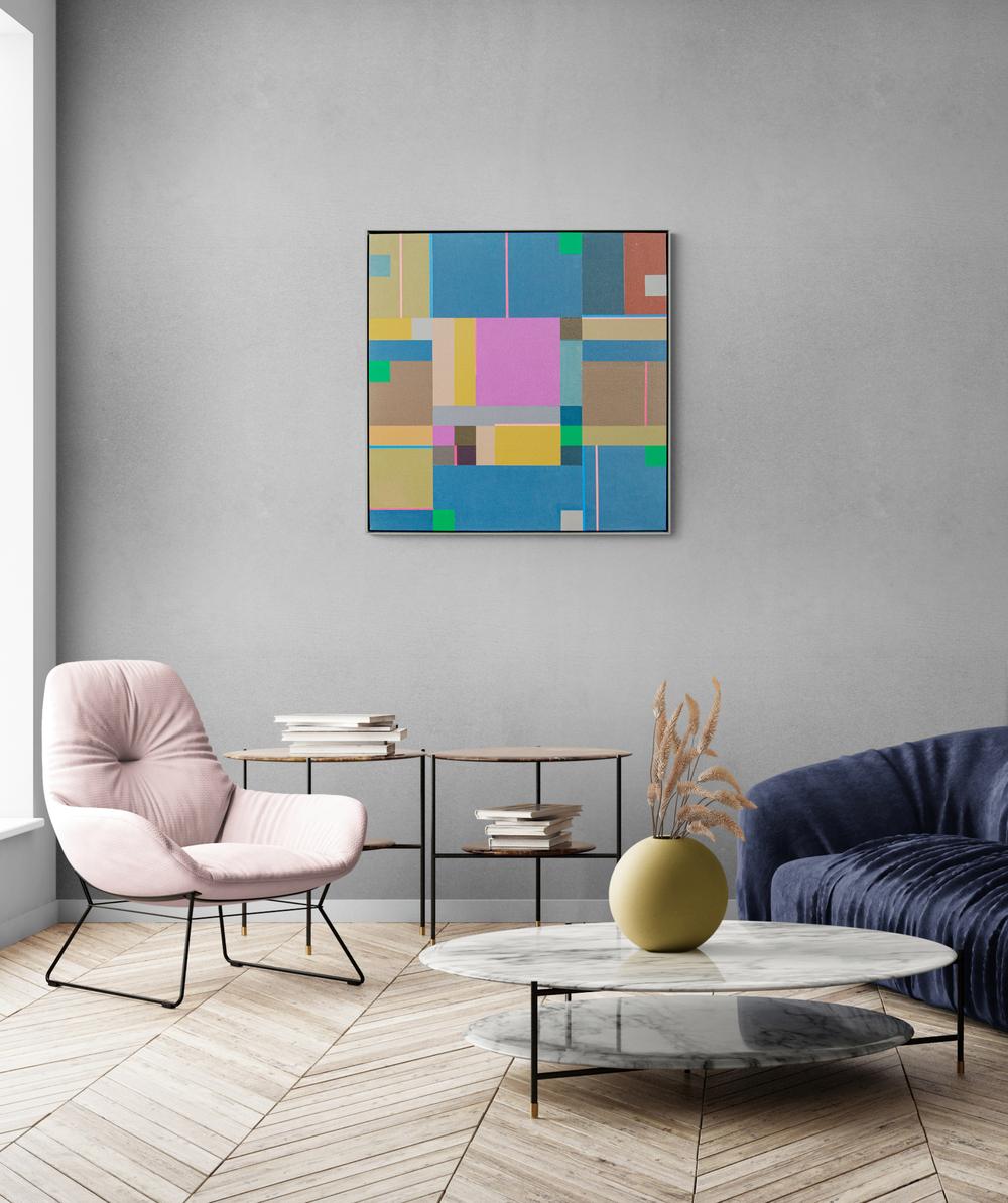 Fugue 4 - colourful, geometric abstraction, modernist, acrylic on canvas 5